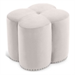 Meridian Furniture Clover Flower Shaped Cream Velvet Ottoman