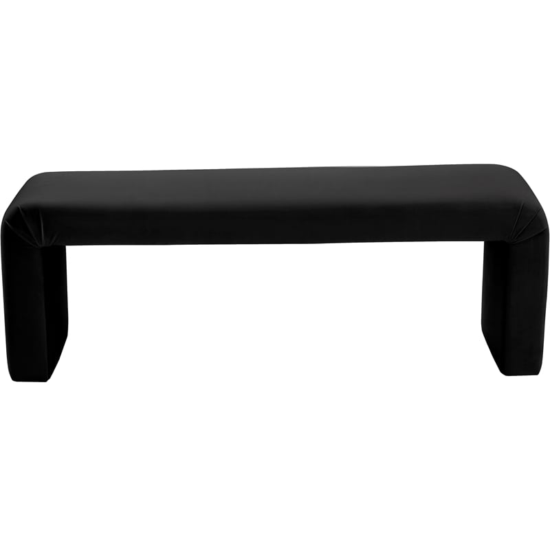 Meridian Furniture Minimalist Black Velvet Bench