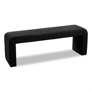 Meridian Furniture Minimalist Black Velvet Bench