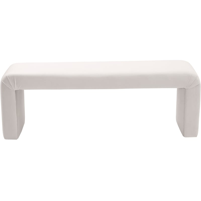 Meridian Furniture Minimalist Cream Velvet Bench