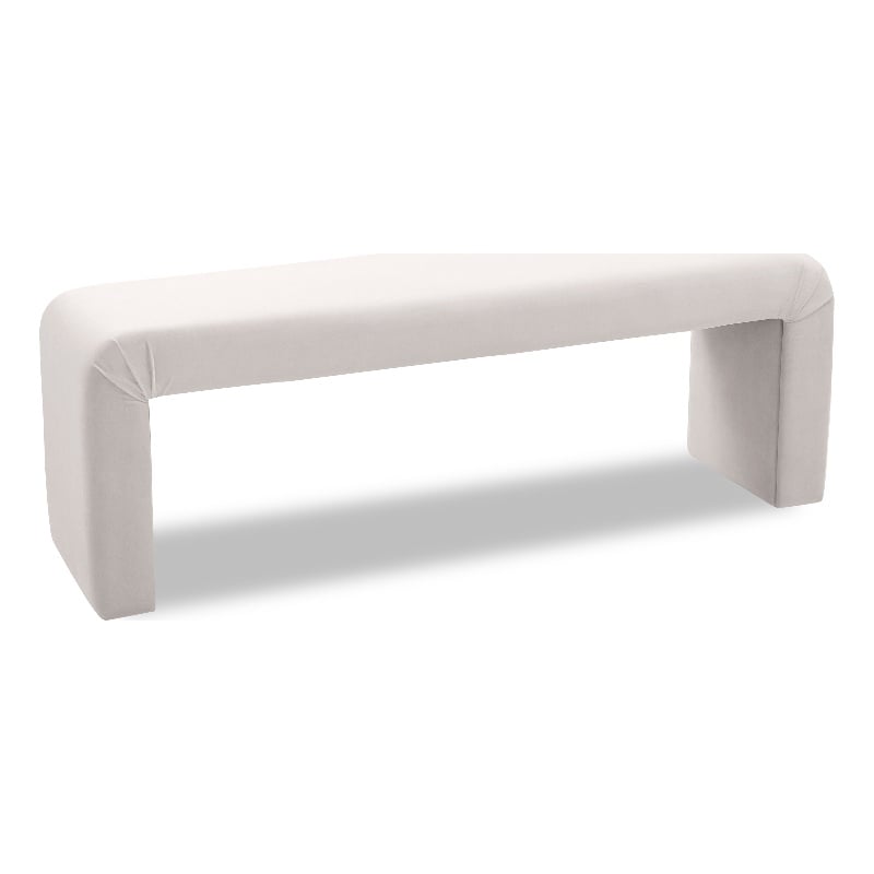 Meridian Furniture Minimalist Cream Velvet Bench