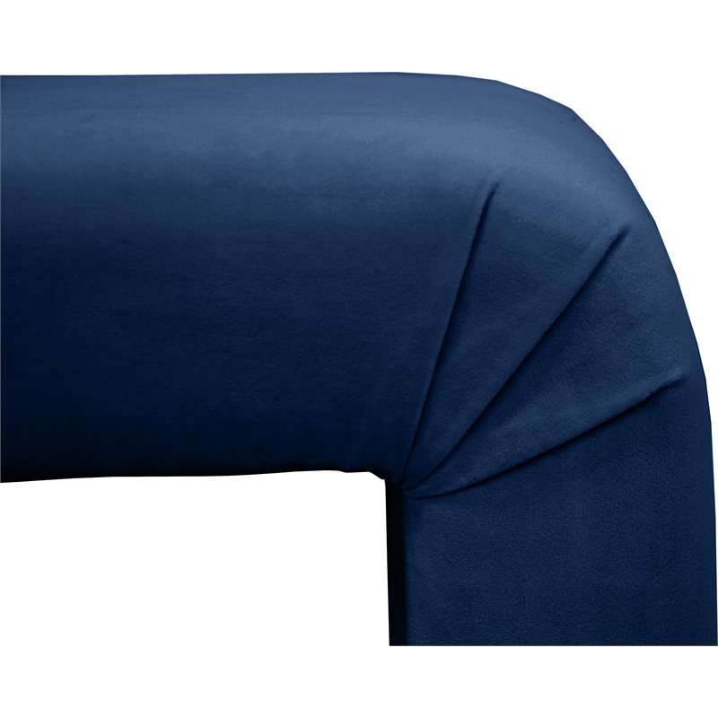 Meridian Furniture Minimalist Navy Velvet Bench