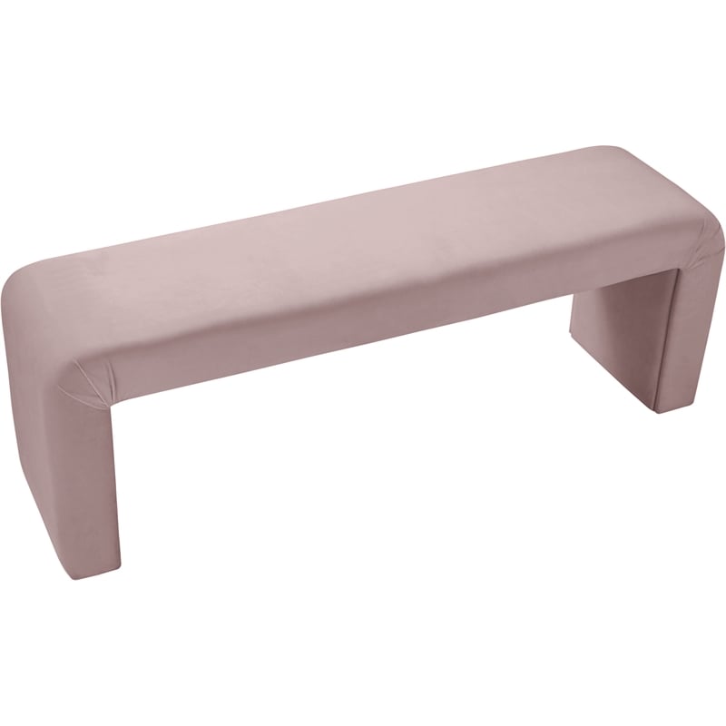 Meridian Furniture Minimalist Pink Velvet Bench