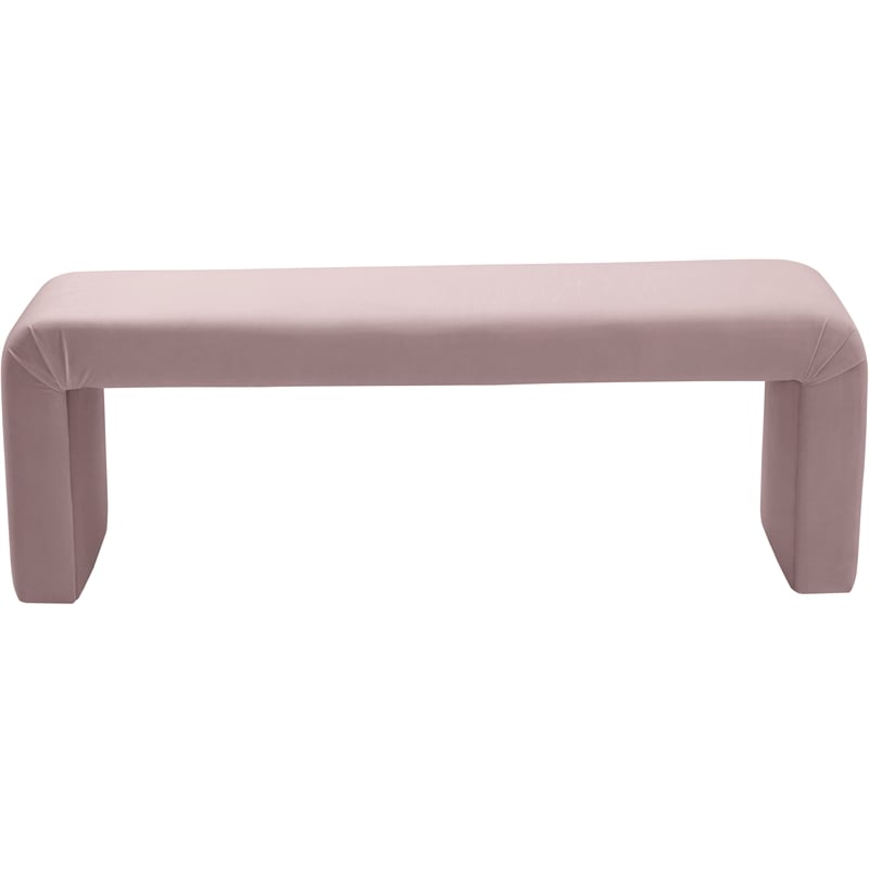Meridian Furniture Minimalist Pink Velvet Bench