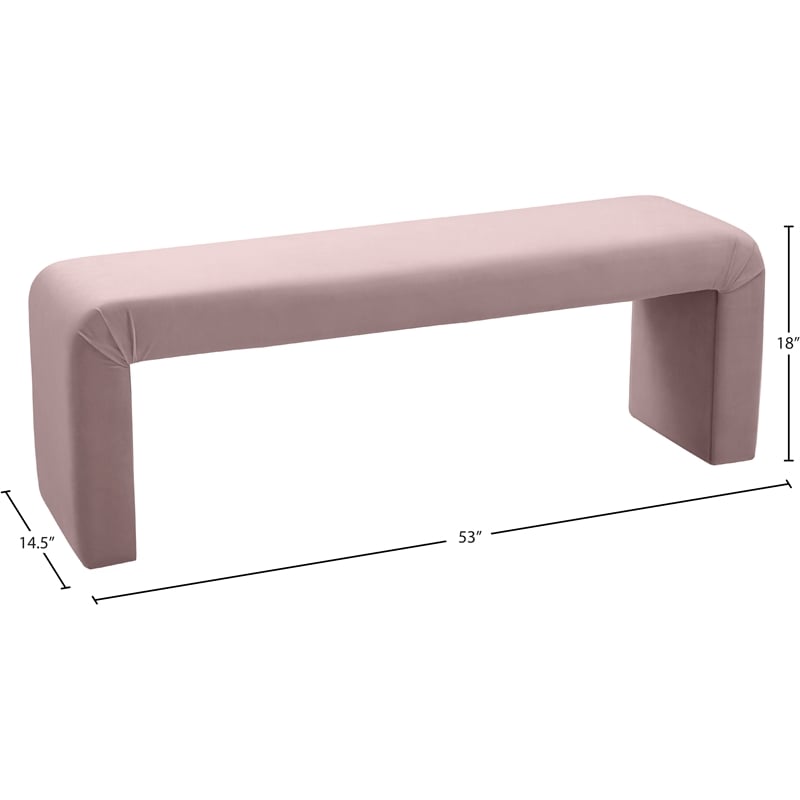 Meridian Furniture Minimalist Pink Velvet Bench