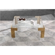 Meridian Furniture Casper Glass Top Square Coffee Table in Acrylic/Gold Legs