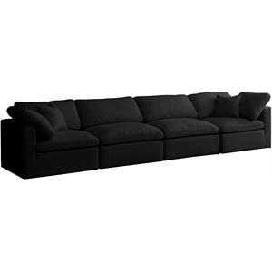 meridian furniture plush 4 piece standard velvet upholstered cloud modular sofa