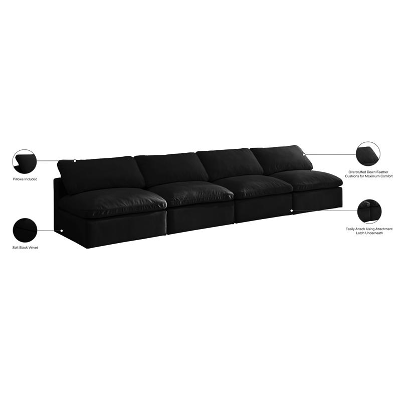 Slovenië Ontoegankelijk Verrijking Meridian Furniture Plush Standard Black Velvet Modular Armless Sofa | Cymax  Business
