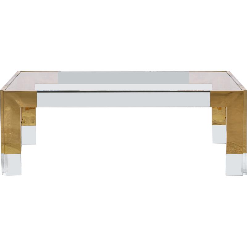 Gold 47 W x 29 D x 16.5 H Meridian Furniture Casper Collection Modern Contemporary Glass Top Coffee Table with Sturdy Stainless Steel and Acrylic Base 