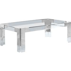 Meridian Furniture Casper Rectangular Glass Top Coffee Table in Chrome
