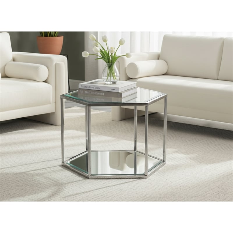 Meridian Furniture Sei Modular Stainless Steel and Glass Coffee Table