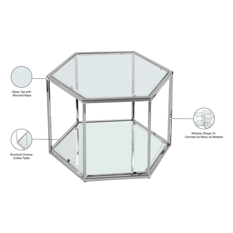 Meridian Furniture Sei Modular Stainless Steel and Glass Coffee Table