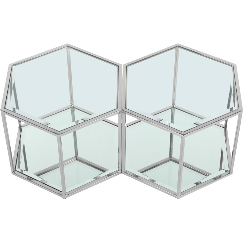 Meridian Furniture Sei Modular Stainless Steel and Glass 2 Piece Coffee Table