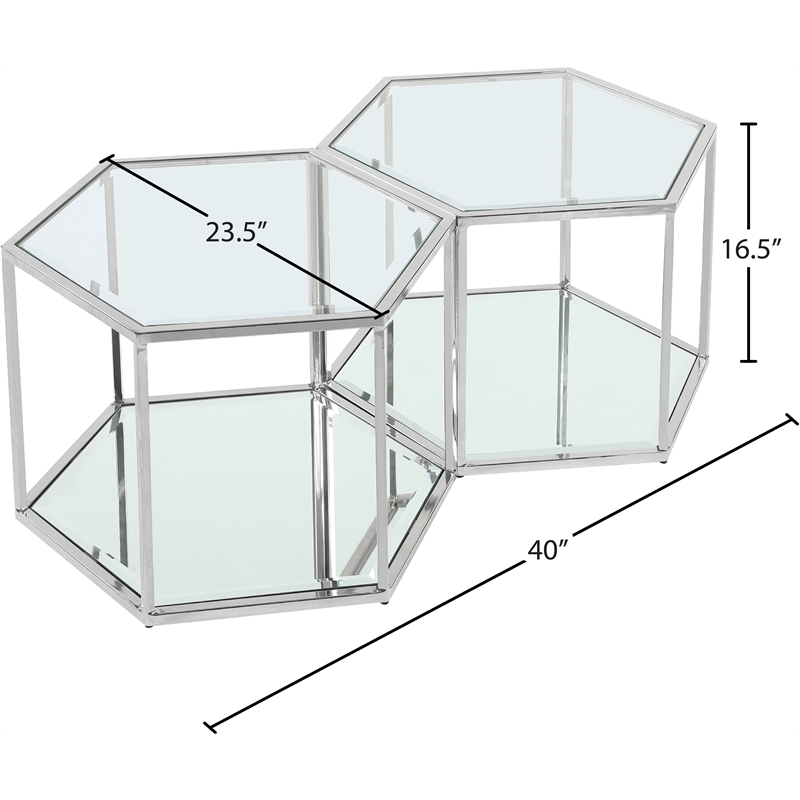Meridian Furniture Sei Modular Stainless Steel and Glass 2 Piece Coffee Table