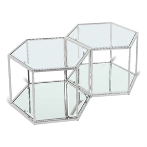Meridian Furniture Sei Modular Stainless Steel and Glass 2 Piece Coffee Table