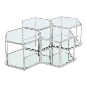 Meridian Furniture Sei Modular Stainless Steel and Glass 4 Piece Coffee Table