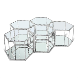Meridian Furniture Sei Modular Stainless Steel and Glass 5 Piece Coffee Table