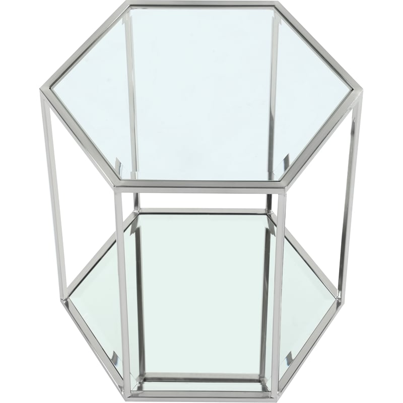 Meridian Furniture Sei Modular Stainless Steel and Glass End Table