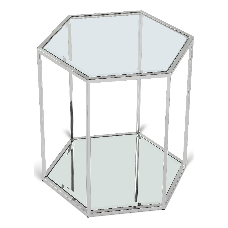 Meridian Furniture Sei Modular Stainless Steel and Glass End Table