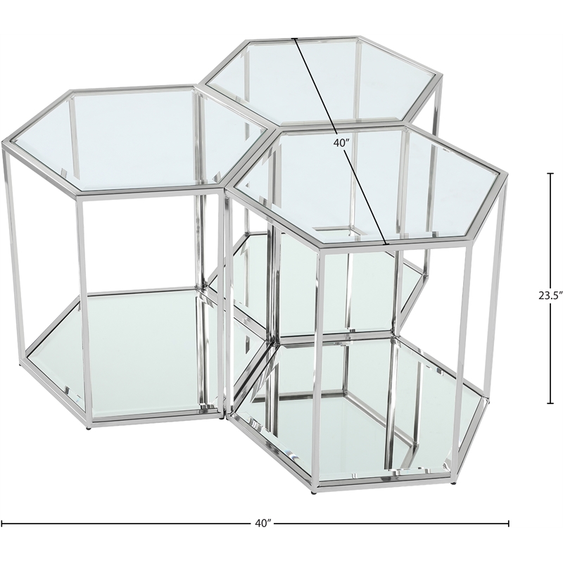 Meridian Furniture Sei Modular Stainless Steel and Glass 3 Piece End Table