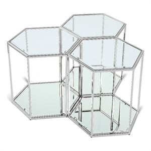 Meridian Furniture Sei Modular Stainless Steel and Glass 3 Piece End Table