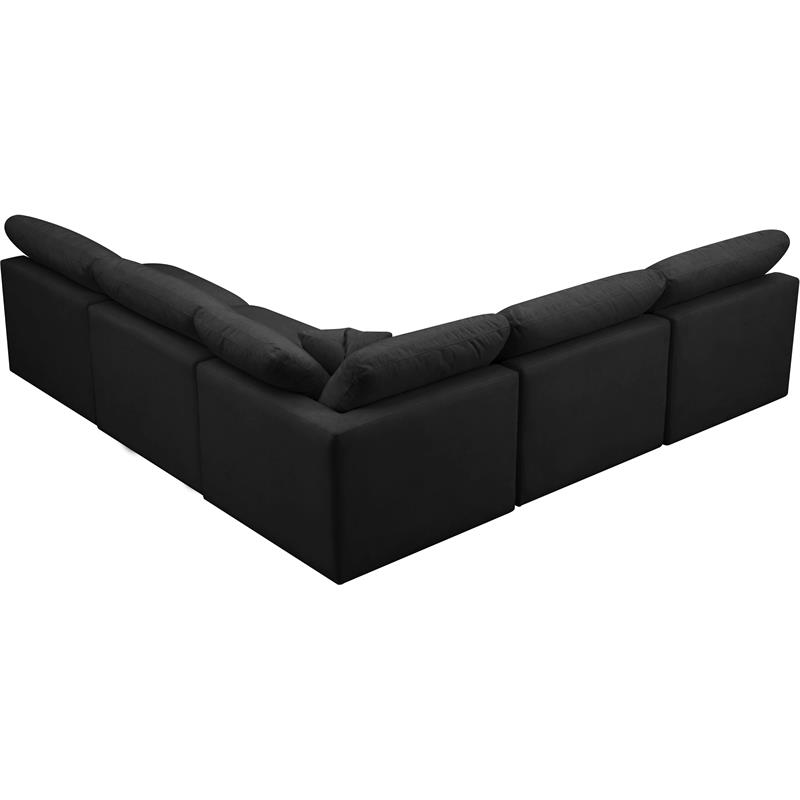 Meridian Furniture Plush Standard Black Velvet Modular Sectional