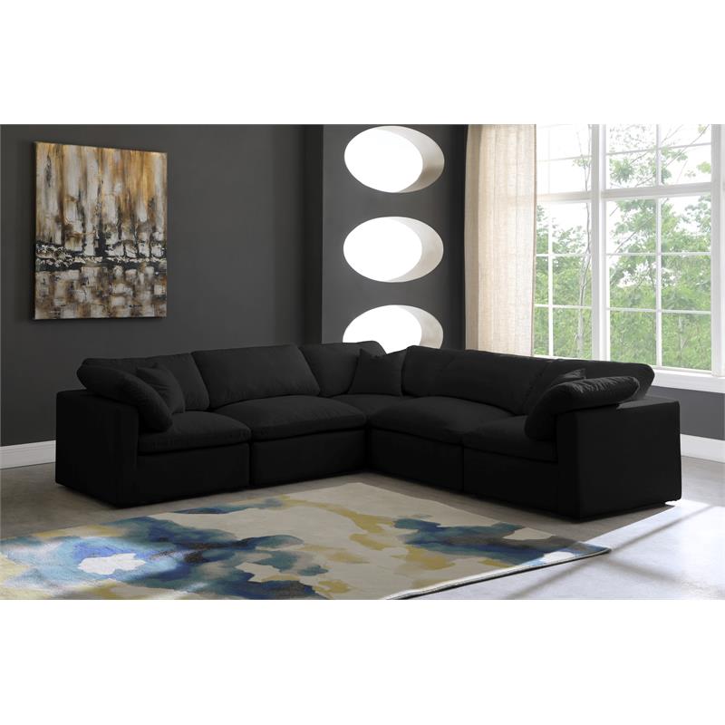 Meridian Furniture Plush Standard Black Velvet Modular Sectional