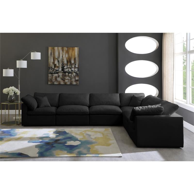 Meridian Furniture Plush Standard Black Velvet Modular Sectional