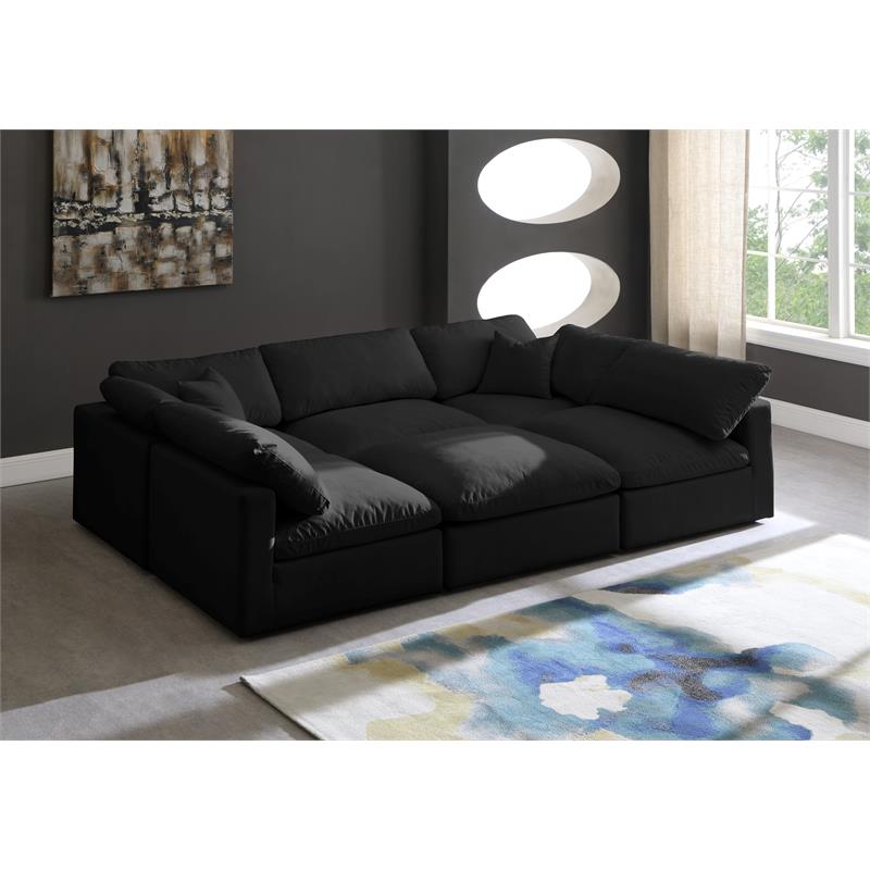 Meridian Furniture Plush Standard Black Velvet Modular Sectional