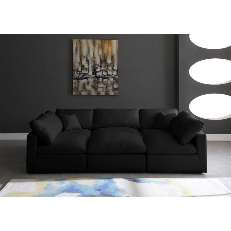 Meridian Furniture Plush Standard Black Velvet Modular Sectional