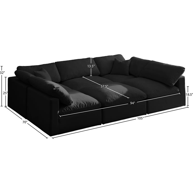 Meridian Furniture Plush Standard Black Velvet Modular Sectional