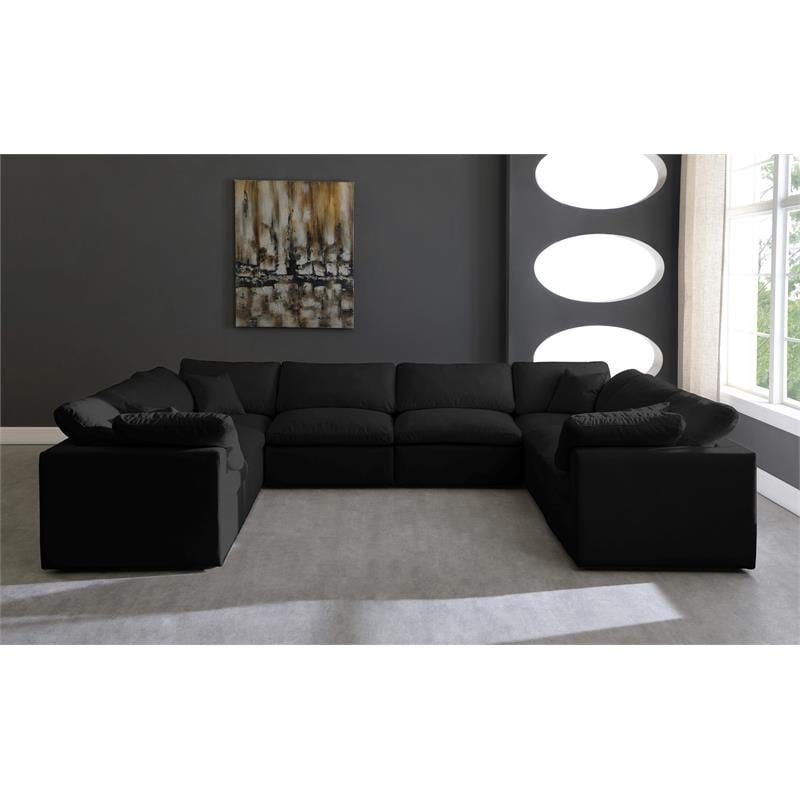 Meridian Furniture Plush Standard Black Velvet Modular Sectional