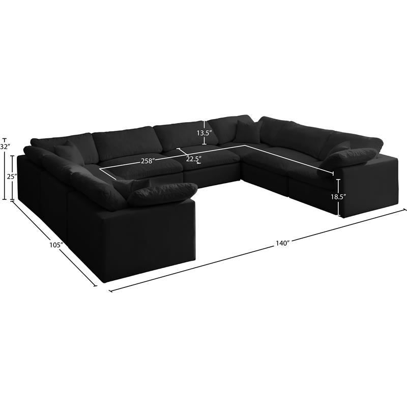 Meridian Furniture Plush Standard Black Velvet Modular Sectional