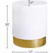 Meridian Furniture Deco White Lacquer Metal End Table with Durable Gold Base