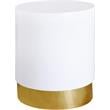 Meridian Furniture Deco White Lacquer Metal End Table with Durable Gold Base