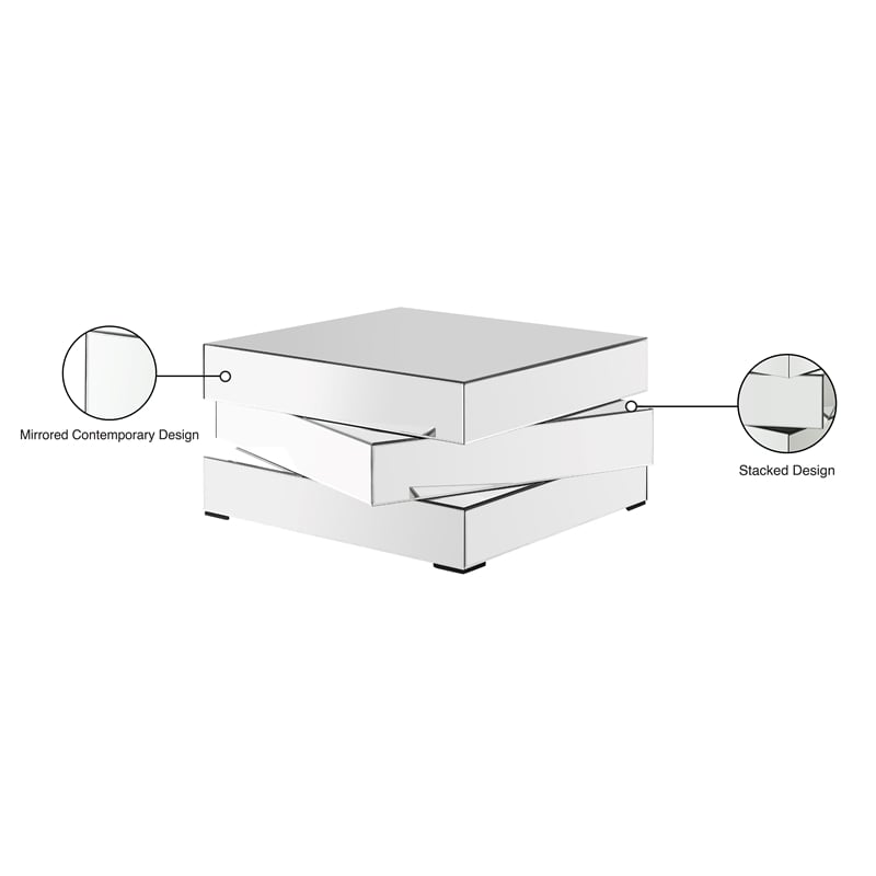 Meridian Furniture Haven Stacked Design Mirrored Coffee Table