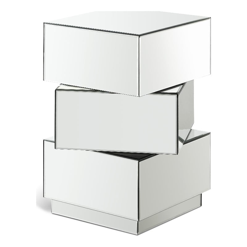 Meridian Furniture Haven Stacked Design Mirrored End Table