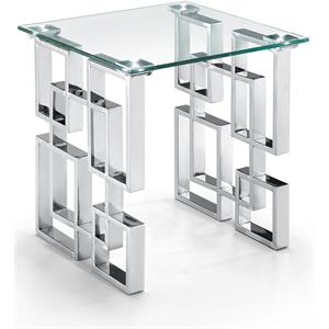 meridian furniture alexis stainless steel glass top end table with chrome base