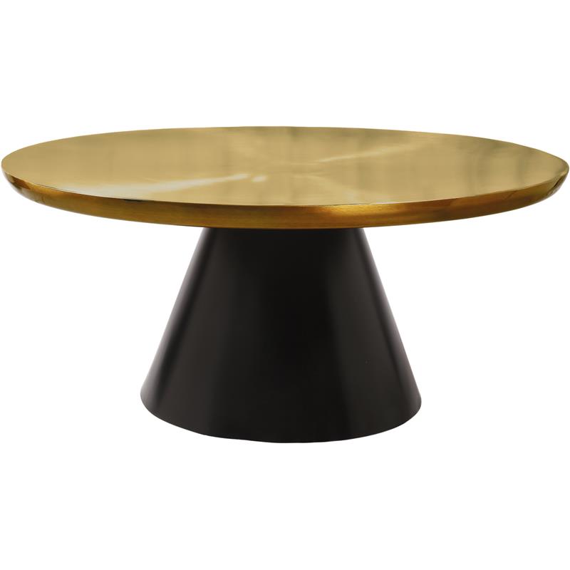 meridian furniture martini 36&quot iron coffee table in brushed gold/matte black