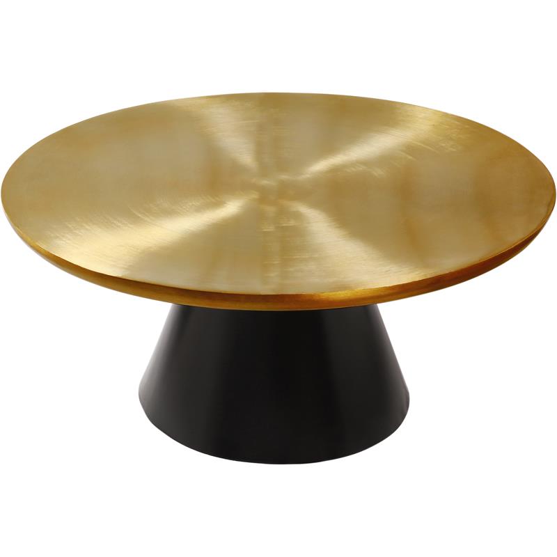 meridian furniture martini 36&quot iron coffee table in brushed gold/matte black