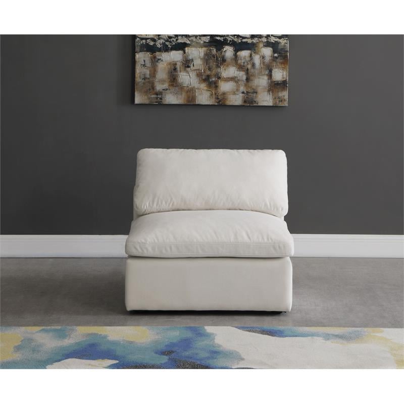 Meridian Furniture Plush Standard Cream Velvet Modular Armless Chair
