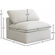 Meridian Furniture Plush Standard Cream Velvet Modular Armless Chair