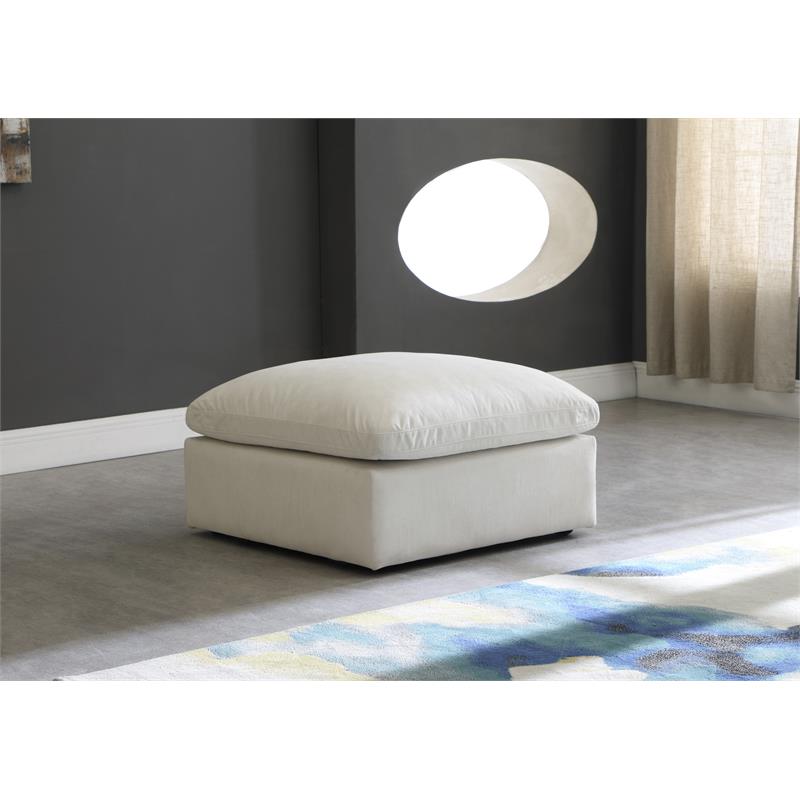 Meridian Furniture Plush Standard Cream Velvet Modular Ottoman