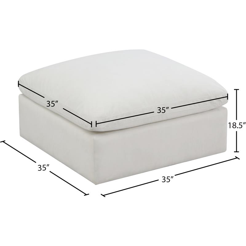 Meridian Furniture Plush Standard Cream Velvet Modular Ottoman