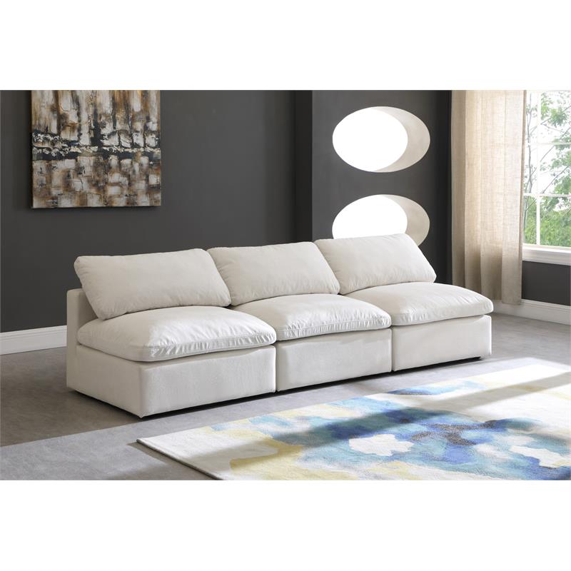 Meridian Furniture Plush Standard Cream Velvet Modular Armless Sofa