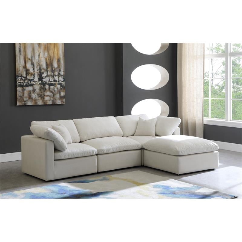 Meridian Furniture Plush Standard Cream Velvet Modular Sectional