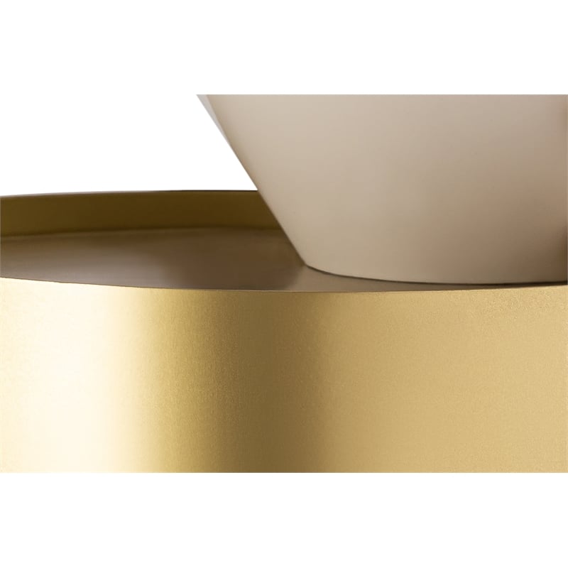 Meridian Furniture Damon White Metal Top End Table with Brushed Brass Metal Base