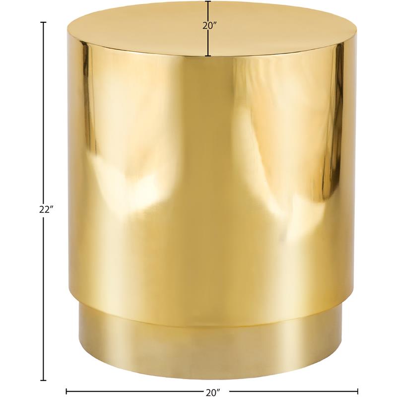 Meridian Furniture Jazzy Gold Stainless Steel Drum End Table Cymax