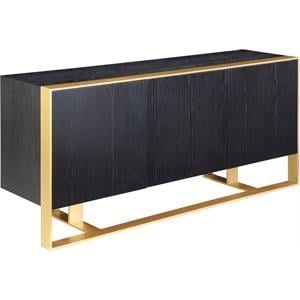 Meridian Furniture Sherwood Oak Wood Veneer Sideboard and Buffet in Black