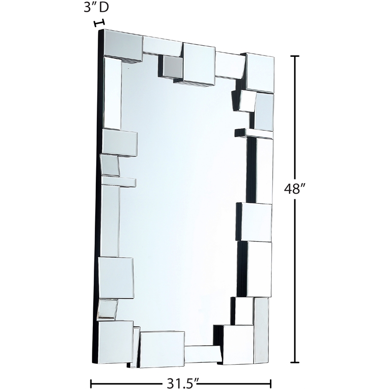 Meridian Furniture Jade Glass/Engineered Wood Staggered Geometric Accent Mirror